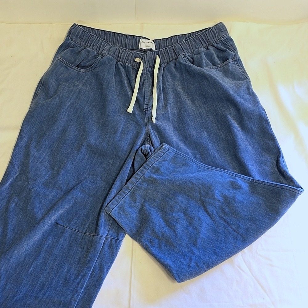 Lane Bryant Jeans Womens 16P Mid Rise Pull On Ankle Drawstring Blue Denim